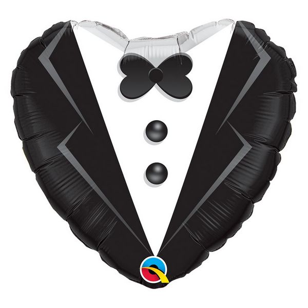 Balão de Festa Microfoil 18" 45cm - Coração Smoking de Casamento - 01 Unidade - Qualatex - Rizzo Embalagens