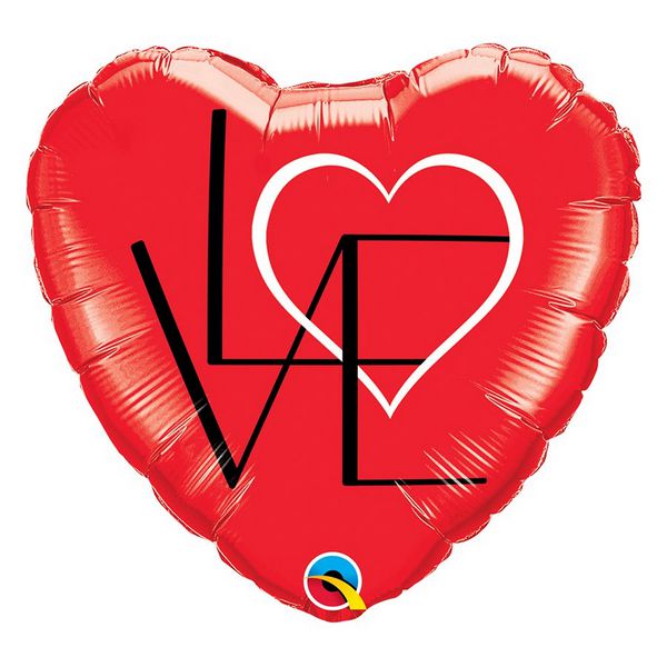 Balão de Festa Microfoil 18" 45cm - Coração Vermelho Love - 01 Unidade - Qualatex - Rizzo Embalagens