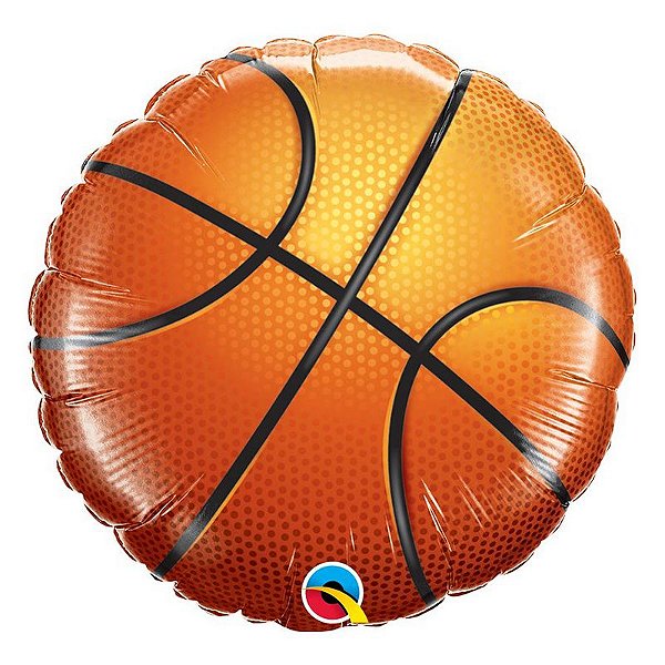 Balão de Festa Microfoil 18" 45cm - Redondo Basquete - 01 Unidade - Qualatex - Rizzo Embalagens