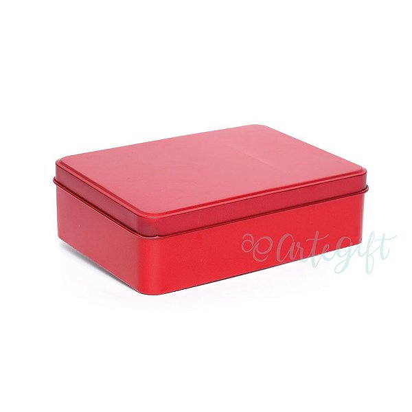 Lata Retangular para Lembrancinha Vermelha - 12x9x4cm - 06 unidades - Artegift - Rizzo Embalagens