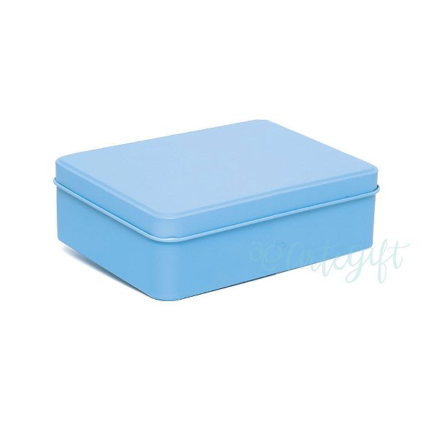 Lata Retangular para Lembrancinha Azul - 12x9x4cm - 06 unidades - Artegift - Rizzo Embalagens