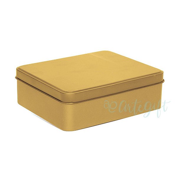 Lata Retangular para Lembrancinha Ouro - 12x9x4cm - 06 unidades - Artegift - Rizzo Embalagens