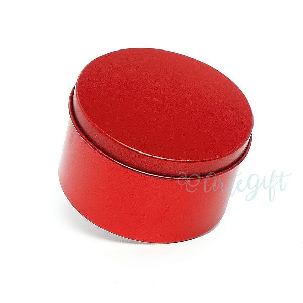Lata Redonda para Lembrancinha Vermelha - 10x4cm - 01 unidade - Artegift - Rizzo Embalagens
