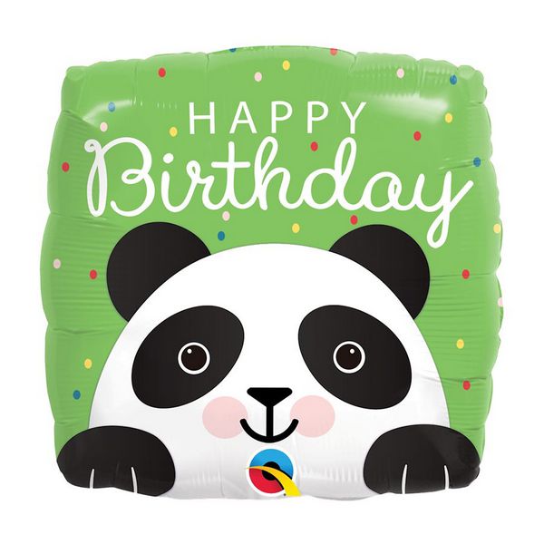 Balão de Festa Microfoil 18" 45cm - Happy Birthday Panda - 01 Unidade - Qualatex - Rizzo Embalagens