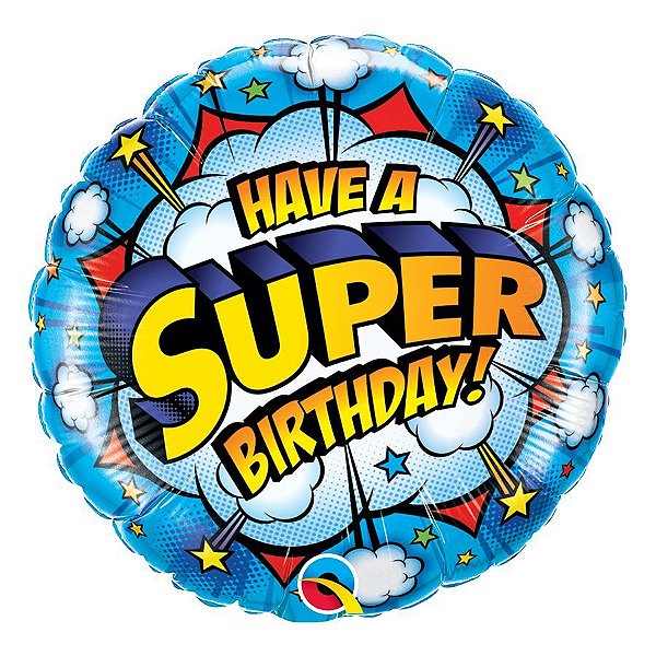 Balão de Festa Microfoil 18" 45cm - Super Aniversário - 01 Unidade - Qualatex - Rizzo Embalagens