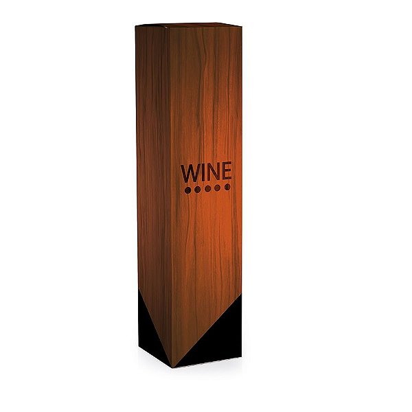 Caixa para Garrafa de Vinho 8x8x33cm - Estampa Madeira Wine - 10 unidades - Cromus - Rizzo Embalagens