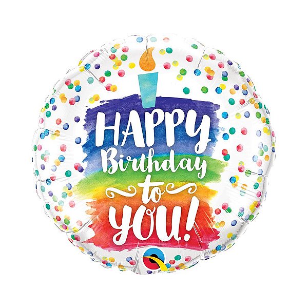 Balão de Festa Microfoil 18" 45cm - Happy Birthday to You Colorido - 01 Unidade - Qualatex - Rizzo Balões
