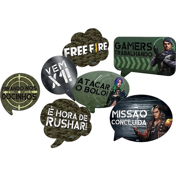 Kit Placas Festa Free Fire - 09 Unidades - Festcolor - Rizzo Festas