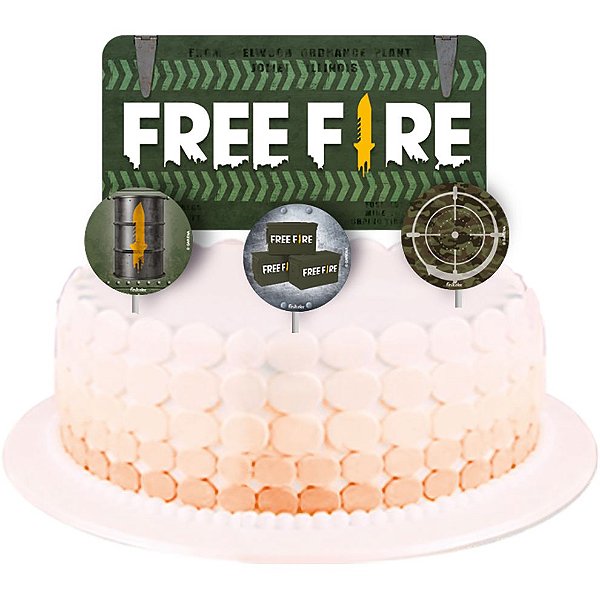 Topper para Bolo Festa Free Fire - 04 Unidades - Festcolor - Rizzo Festas