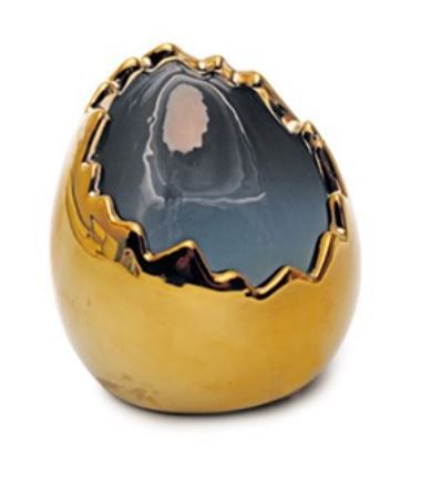 Casca de Ovo em Cerâmica Ouro 10x8x8cm - 01 unidade - Cromus Páscoa - Rizzo Embalagens