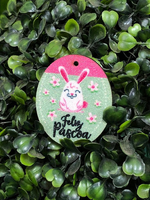 Aplique Coelho Redondo 1 c/ Furo em MDF Glitter - Sonho Fino Rizzo Confeitaria