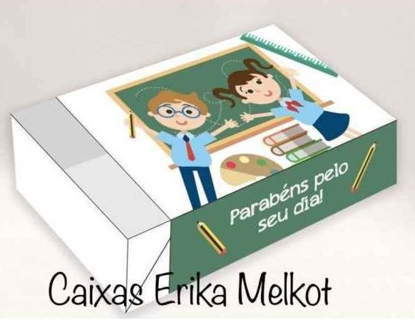 Caixa Divertida para 6 doces - Professor Crianças Ref. 575 - 10 unidades - Erika Melkot - Rizzo Embalagens