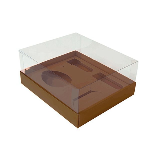 Caixa Ovo de Colher Kit Confeiteiro - Meio Ovo de 100g a 150g - 20,5cm x 17cm x 9,7cm - Marrom - 5unidades - Assk - Pásc