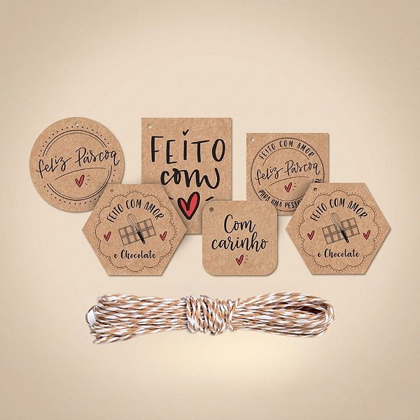 Kit Fechamento Para Presente Feito com Amor - 13 Peças - Cromus Páscoa - Rizzo