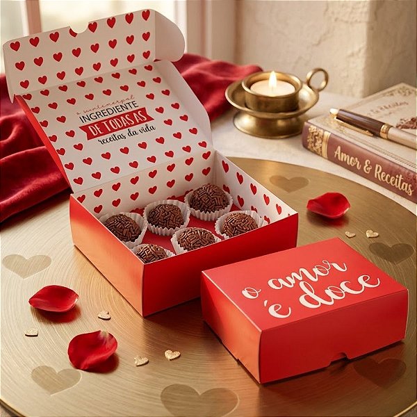 Caixa para brigadeiros Doce Amor - 10 unidades - Cromus - Rizzo Embalagens