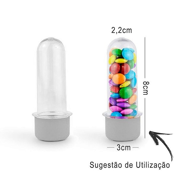 Mini Tubete Lembrancinha 8cm 10 unidades - Transparente - Rizzo Embalagens e Festas