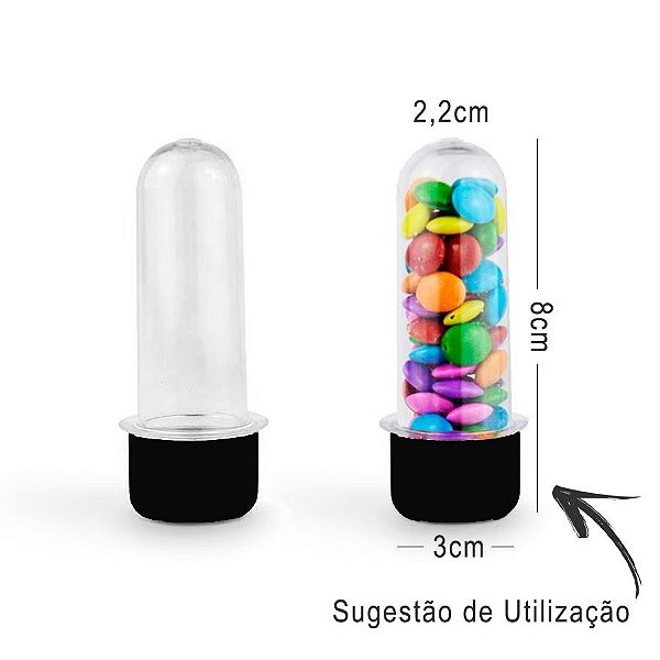 Mini Tubete Lembrancinha 8cm 10 unidades - Preto - Rizzo Embalagens e Festas