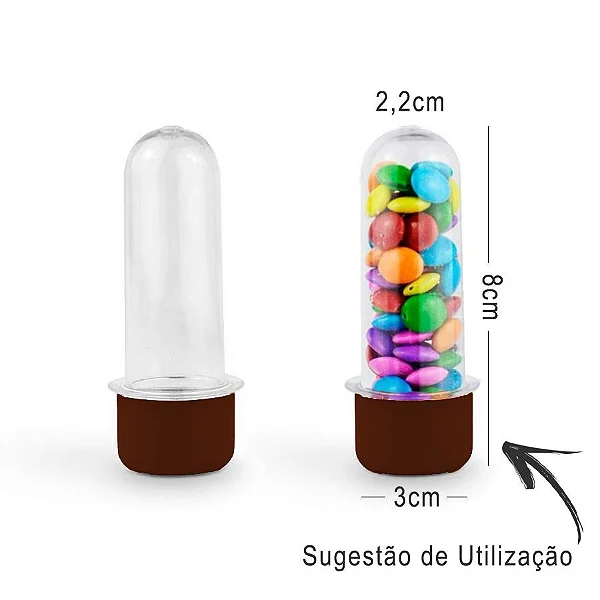 Mini Tubete Lembrancinha 8cm 10 unidades - Marrom - Rizzo Embalagens e Festas