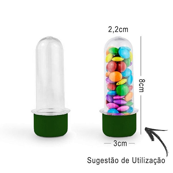 Mini Tubete Lembrancinha 8cm 10 unidades - Verde - Rizzo Embalagens e Festas