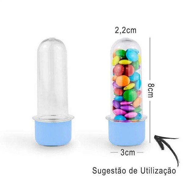 Mini Tubete Lembrancinha 8cm 10 unidades - Azul Bebê - Rizzo Embalagens e Festas