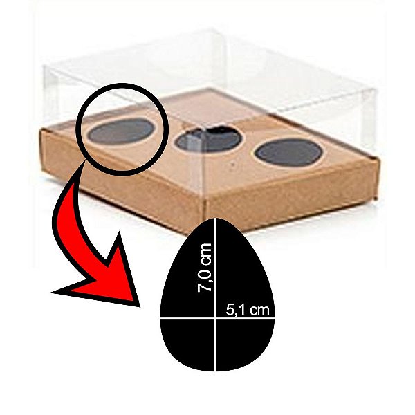 Caixa Ovo de Colher Triplo - Meio Ovo de 50g a 80g - Kraft - 20,5 x 17 x 9,7 cm - 5 un - Assk Rizzo Confeitaria