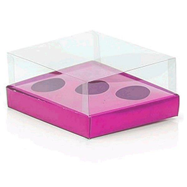 Caixa Ovo de Colher Triplo - Meio Ovo de 50g a 80g - Rosa - 20,5 x 17 x 8,5 cm - 5 un - Assk Rizzo Confeitaria