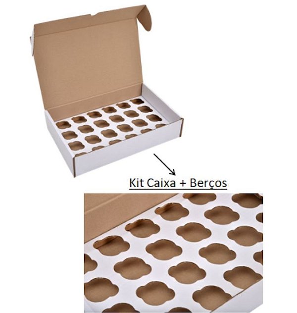 Caixa para Transporte 24 Mini Cupcakes com berço 22x34x7cm - Niagara - Rizzo Embalagens