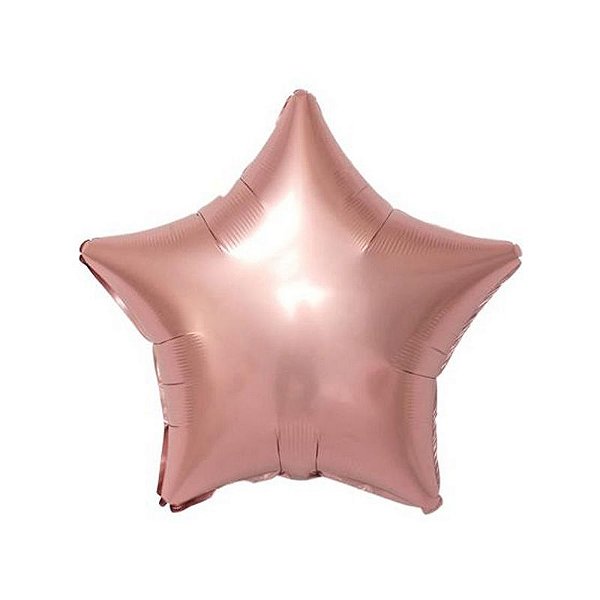 Balão de Festa Metalizado 20" 50cm - Estrela Rose Gold - 01 Unidade - Flexmetal - Rizzo Embalagens
