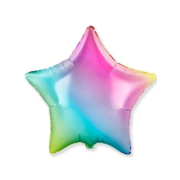 Balão de Festa Metalizado 20" 50cm - Estrela Cromado Gradient - 01 Unidade - Flexmetal - Rizzo Embalagens