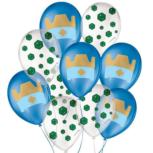 Balão de Festa Decorado Jogos Royal - Sortido 9" 23cm - 25 Unidades - São Roque - Rizzo Embalagens