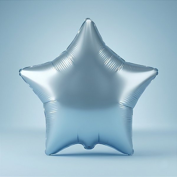 Balão de Festa Metalizado 20" 50cm - Estrela Cromado Azul Pastel - 01 Unidade - Flexmetal - Rizzo Balões