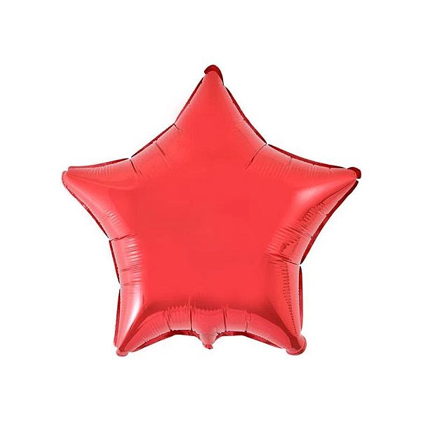 Balão de Festa Metalizado 20" 50cm - Estrela Vermelho - 01 Unidade - Flexmetal - Rizzo Balões