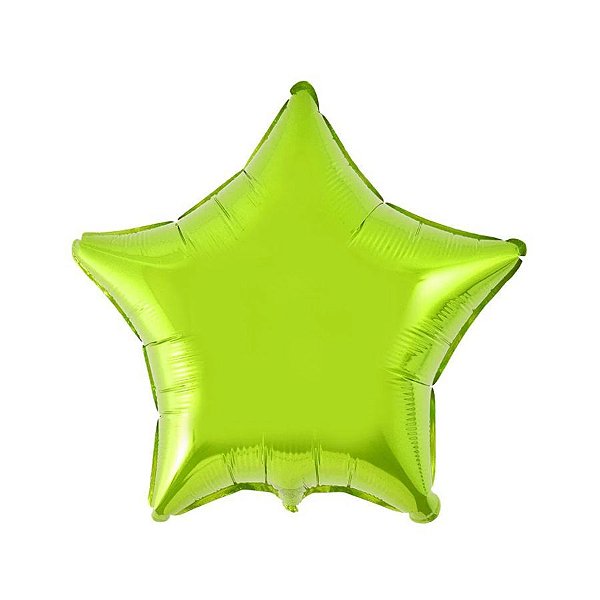 Balão de Festa Metalizado 20" 50cm - Estrela Verde Limão - 01 Unidade - Flexmetal - Rizzo Embalagens