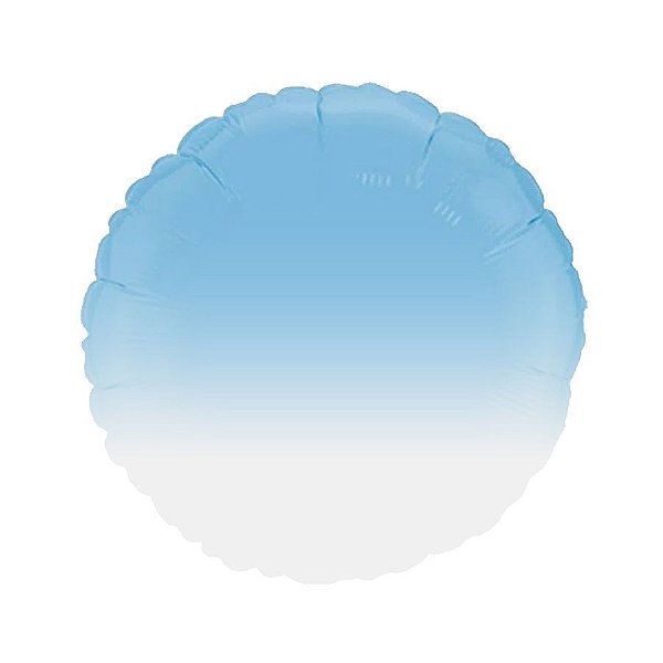 Balão de Festa Metalizado 20" 50cm - Redondo Gradient Azul Baby - 01 Unidade - Flexmetal - Rizzo Embalagens