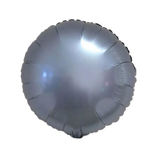 Balão de Festa Metalizado 20" 50cm - Redondo Azul Steel - 01 Unidade - Flexmetal - Rizzo Embalagens