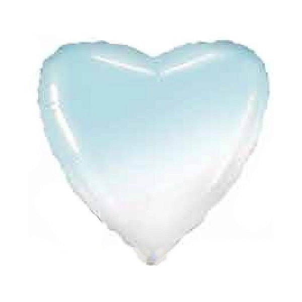 Balão de Festa Metalizado 20" 50cm - Coração Gradient Azul Baby - 01 Unidade - Flexmetal - Rizzo Embalagens