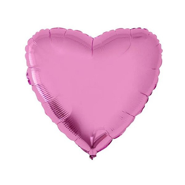 Balão de Festa Metalizado 20" 50cm - Coração Rosa Metálico - 01 Unidade - Flexmetal - Rizzo Embalagens