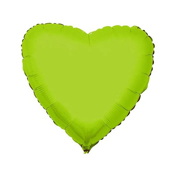 Balão de Festa Metalizado 20" 50cm - Coração Verde Limão - 01 Unidade - Flexmetal - Rizzo Embalagens