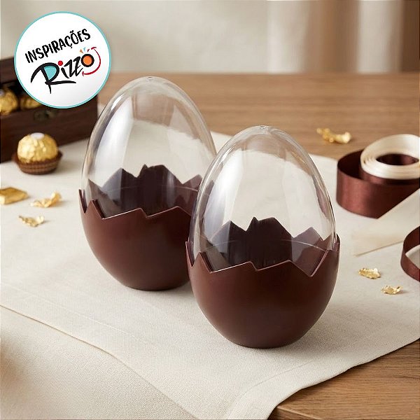 Ovo Transparente Marrom em Acrílico - 01 unidade - Cromus Páscoa - Rizzo Embalagens​