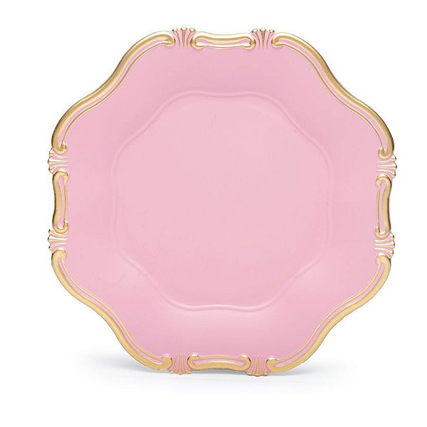 Sousplat Liso Provençal Rosa Decoração de Páscoa 33cm - Cromus Páscoa - Rizzo Embalagens