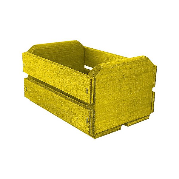 Caixote de Madeira Amarelo 11,5x8,5x6,5cm - 01 Unidade - Rizzo