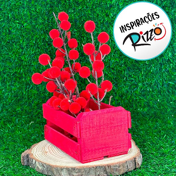Caixote de Madeira Vermelho 11,5x8,5x6,5cm - 01 Unidade - Rizzo