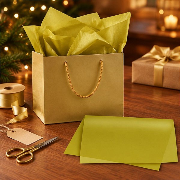 Papel de Seda - 48x60cm - Ouro - 10 folhas - Rizzo Embalagens