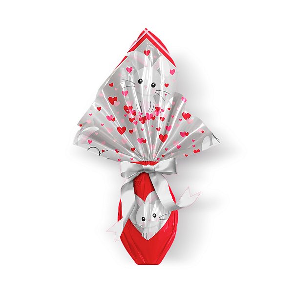 Saco Express 37,5x37,5cm para Ovos Coração de 250g a 350g - Amor de Coração - 05 unidades - Cromus Páscoa - Rizzo Emba