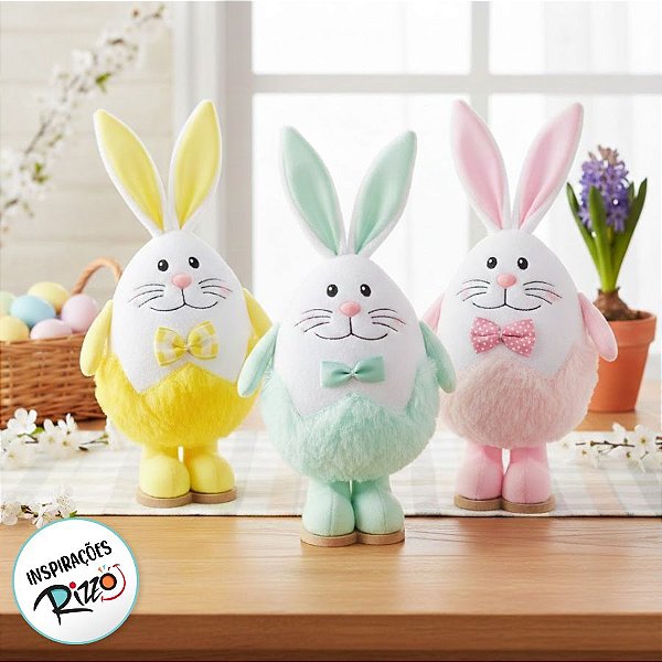 Coelho em Formato Ovo P 30x15x14cm - 01 unidade - Cromus Páscoa - Rizzo Embalagens