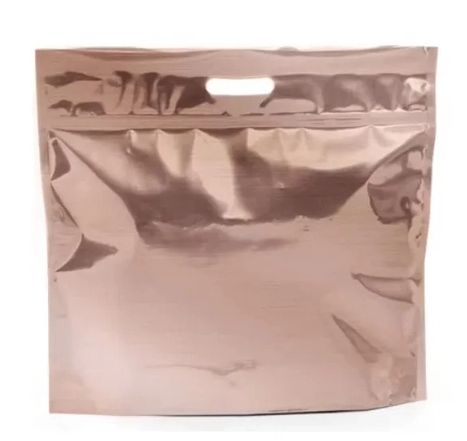 Sacola Metalizada com Zip P 32x40x5cm Rose Gold - 01 unidade - Cromus - Rizzo Embalagens