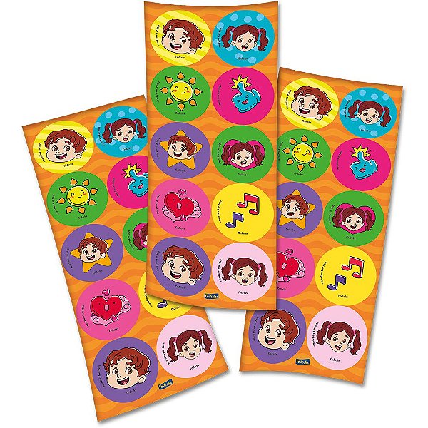 Adesivo Redondo Festa Maria Clara e JP - 30 unidades - Festcolor - Rizzo Festas