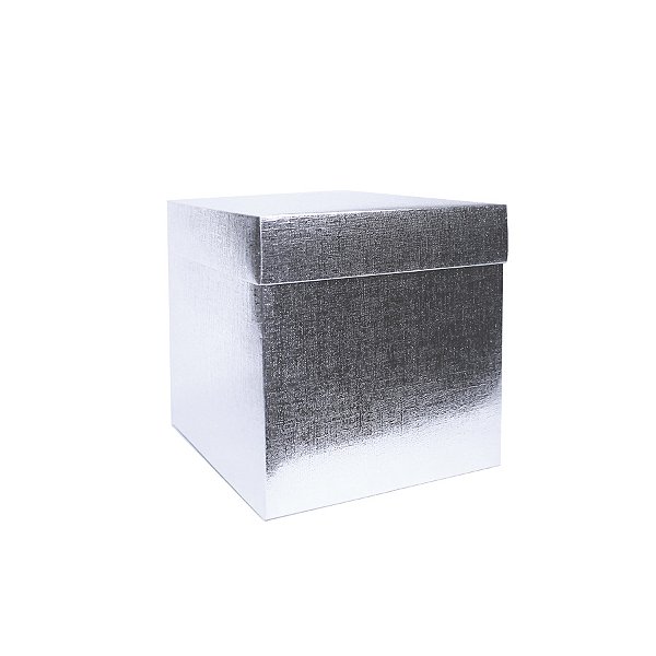 Caixa Cubo para Presente Metalizada Prata 4x4x4cm - ASSK - Rizzo Embalagens