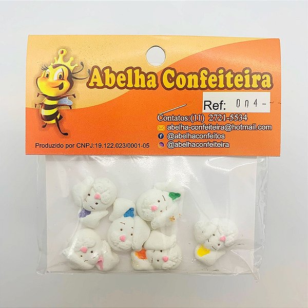Mini Confeito - Cara de Coelho - 6 Unidades - Abelha Confeiteira - Rizzo Confeitaria