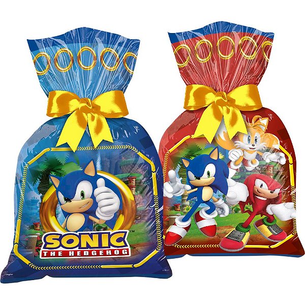 Sacolinha para Lembrancinha Festa Sonic - 12 unidades - Regina - Rizzo Embalagens
